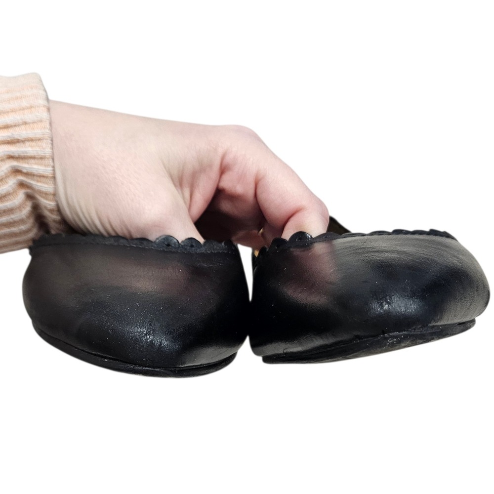 Jack Rogers Flats Womens 8 Black Leather Scalloped Pointed Toe d'Orsay Classic - Picture 13 of 14